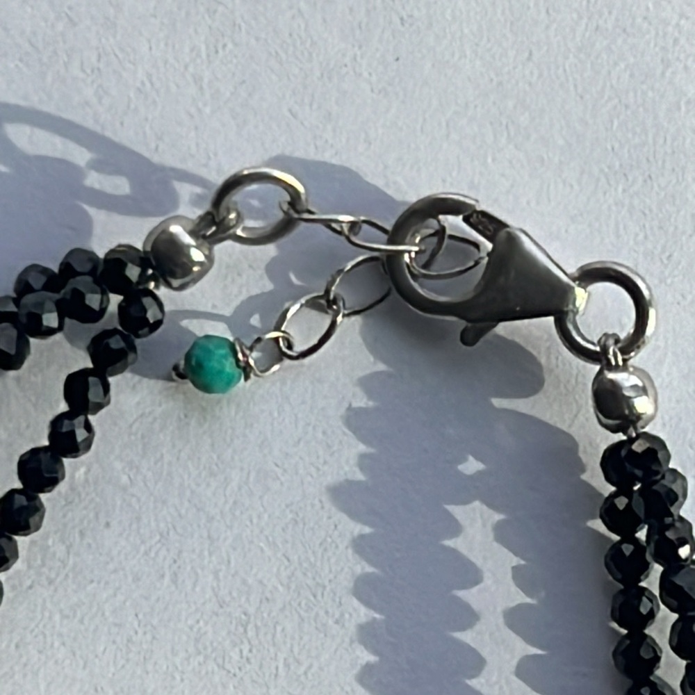 Turquoise and Black Spinel 3-Strand Bracelet - Picture 6 of 7